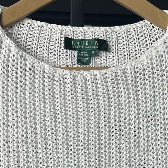 Lauren Ralph Lauren Cream Open Knit Sweater | Cotton Blend | Lightweight | M - Picture 5 of 7